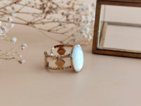 bague ajustable losange et nacre blanche sophie bijoux