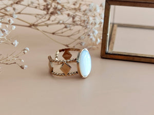 bague ajustable losange et nacre blanche sophie bijoux