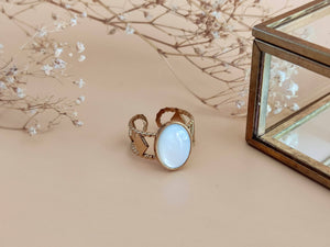 bague ajustable losange et nacre blanche sophie bijoux