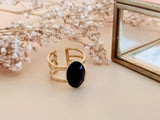 bague ajustable réglable cristal noir facetté sophie bijoux