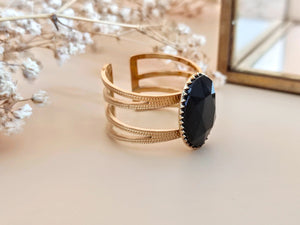 bague ajustable réglable cristal noir facetté sophie bijoux