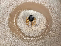 bague ajustable réglable cristal noir facetté sophie bijoux