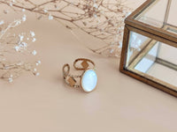 bague ajustable losange et nacre blanche sophie bijoux