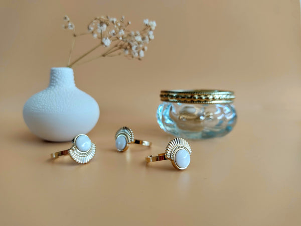 bague nacre blanche réglable sophie bijoux