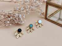 boucles d'oreilles amovibles devant derrière nacre agate aventurine Sophie Bijoux