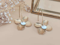 boucles d'oreilles fleurs acier inoxydable et émail blanc Sophie Bijoux