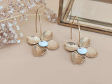 boucles d'oreilles fleurs acier inoxydable et émail blanc Sophie Bijoux
