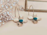 boucles d'oreilles fleurs acier inoxydable et émail vert Sophie Bijoux