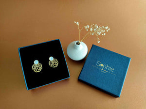 boucles d'oreilles devant derrire nacre blanche écrin sophie bijoux