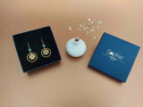 boucles d'oreilles pendantes ajourées perle aventurine écrin Sophie Bijoux