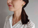 boucles oreilles fleurs or agate verte sophie bijoux