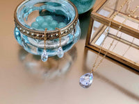 collier pendentif et boucles d'oreilles goutte facetté Sophie Bijoux