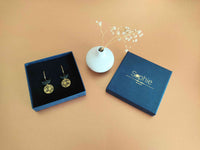 boucles oreilles créoles demi lune  noir fleur acier inoxydable boite sophie bijoux