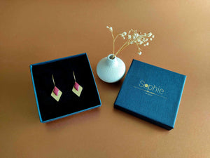 boucles oreilles créoles losange bordeaux écrin sophie bijoux