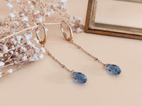 boucles d'oreilles pendantes goutte facetté cristal bleu Sophie Bijoux