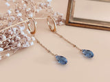 boucles d'oreilles pendantes goutte facetté cristal bleu Sophie Bijoux