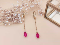 boucles d'oreilles pendantes goutte facetté cristal rose Sophie Bijoux