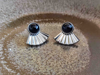 boucles oreilles devant derrière éventail argenté sophie bijoux