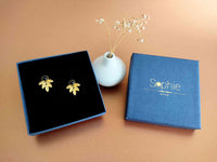 boucles d'oreilles devant derrière amovibles modulables feuille or et agate noire Sophie Bijoux