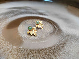 boucles d'oreilles devant derrière amovibles modulables feuille or et aventurine Sophie Bijoux