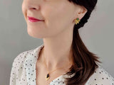 boucles d'oreilles devant derrière amovibles modulables feuille or et aventurine Sophie Bijoux