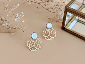 boucles d'oreilles devant derrire nacre blanche sophie bijoux