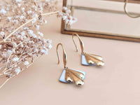 boucles oreilles éventail retro chic or et blanc Sophie Bijoux