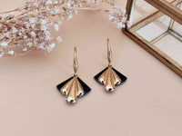 boucles oreilles éventail retro chic or et noir Sophie Bijoux