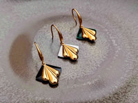 boucles oreilles éventail retro chic or et vert noir et blanc Sophie Bijoux