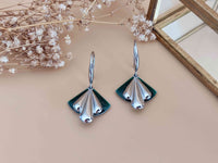 boucles oreilles éventail retro chic argent et vert Sophie Bijoux