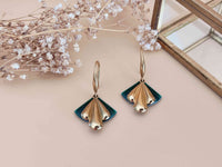 boucles oreilles éventail retro chic or et vert Sophie Bijoux