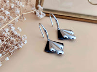 boucles oreilles éventail retro chic argent et noir Sophie Bijoux