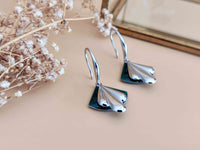 boucles oreilles éventail retro chic argent et vert Sophie Bijoux