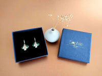 boucles oreilles éventail retro chic argent et vert Sophie Bijoux