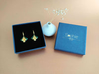 boucles oreilles éventail retro chic or et vert Sophie Bijoux