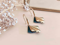 boucles oreilles éventail retro chic or et vert Sophie Bijoux