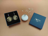 boucles d'oreilles pendantes feuille perle améthyste écrin Sophie bijoux