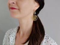 boucles d'oreilles pendantes feuille perle aventurine Sophie Bijoux