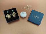 boucles d'oreilles pendantes feuille perle aventurine écrin Sophie bijoux