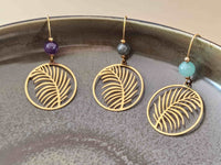 boucles d'oreilles pendantes feuille perle améthyste labradorite aventurine Sophie bijoux