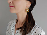 boucles d'oreilles fleurs acier inoxydable et émail blanc Sophie Bijoux
