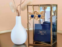 boucles d'oreilles fleur acier inoxydable et émail bleu Sophie Bijoux