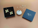 boucles d'oreilles fleurs acier inoxydable et émail vert Sophie Bijoux