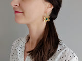 boucles d'oreilles fleurs acier inoxydable et émail vert Sophie Bijoux