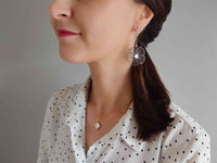 boucles oreilles pendantes fleurs argenté nacre blanche Sophie bijoux