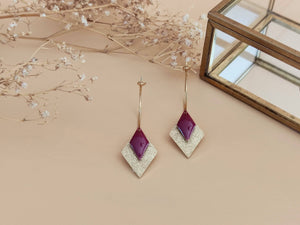 boucles oreilles créoles losange bordeaux sophie bijoux