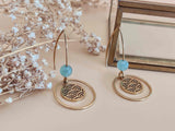 boucles d'oreilles pendantes ajourées perle aventurine Sophie Bijoux