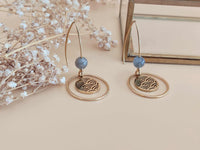 boucles d'oreilles pendantes ajourées perle labradorite Sophie Bijoux