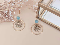 boucles d'oreilles pendantes ajourées perle aventurine Sophie Bijoux