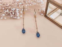 boucles d'oreilles pendantes goutte facetté cristal bleu Sophie Bijoux